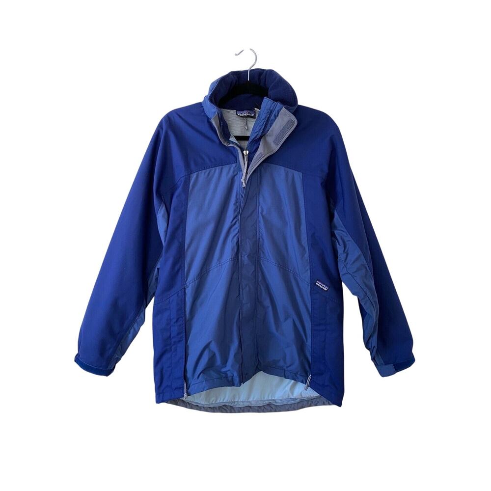 Vintage Patagonia Shell Jacket 90's‎ Men's Small Waterproof Hooded Blue Zipper